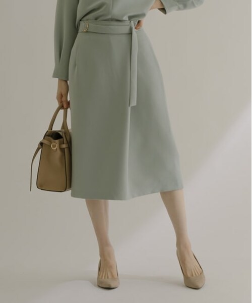 0000Lady'sの「【セットアップ対応】2WAYストレッチ　重ねタックスカート（スカート・レディース・グレー系/ライトグリーン/ネイビー・L/M）」の2枚目の写真