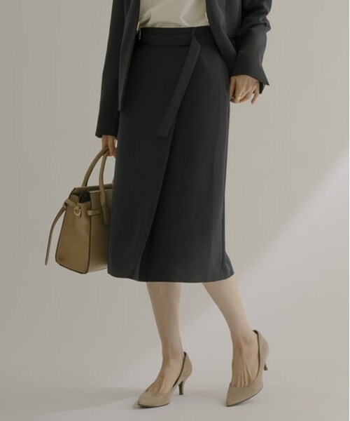 0000Lady'sの「【セットアップ対応】2WAYストレッチ　重ねタックスカート（スカート・レディース・グレー系/ライトグリーン/ネイビー・L/M）」の3枚目の写真