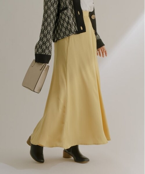 0000Lady'sの「<EC限定>サテンマーメイドスカート（スカート・レディース・ダークブラウン/イエロー/ブラック・F）」の3枚目の写真