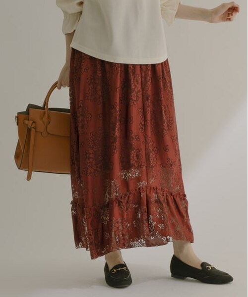 0000Lady'sの「アンニュィレースティアードスカート（スカート・レディース・ブラック/ワイン・M）」の2枚目の写真