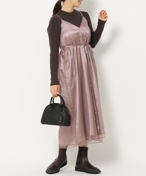 mysty woman（ミスティウーマン）の「リバーシブルツインニットワンピース（ワンピース/ドレス・ダークピンク/ベージュ/ブラウン/ブルーパープル・F）」の5枚目の写真