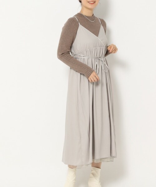 mysty woman（ミスティウーマン）の「リバーシブルツインニットワンピース（ワンピース/ドレス・ダークピンク/ベージュ/ブラウン/ブルーパープル・F）」の2枚目の写真