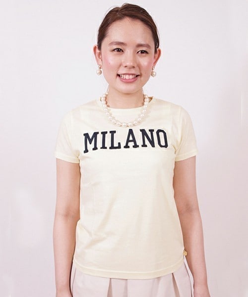 stefis(シュテフィス)の「MILANO刺しゅうTシャツ(Tシャツ/カットソー・レディース・ホワイト/ブラック/グレー/レモンイエロー・38)」の1枚目の写真