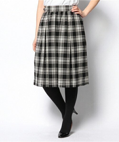 FREDY&GLOSTER(フレディアンドグロスター)の「ウールガーゼチェックスカート(スカート・レディース・ブラック/グリーン/レッド・38)」の2枚目の写真