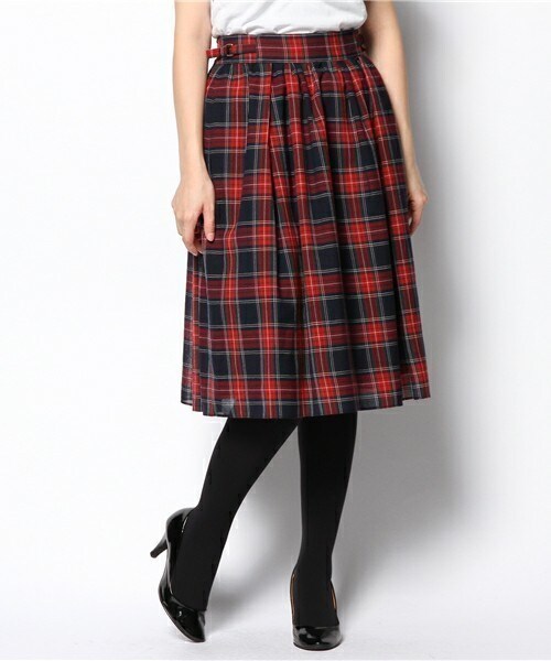 FREDY&GLOSTER(フレディアンドグロスター)の「ウールガーゼチェックスカート(スカート・レディース・ブラック/グリーン/レッド・38)」の1枚目の写真