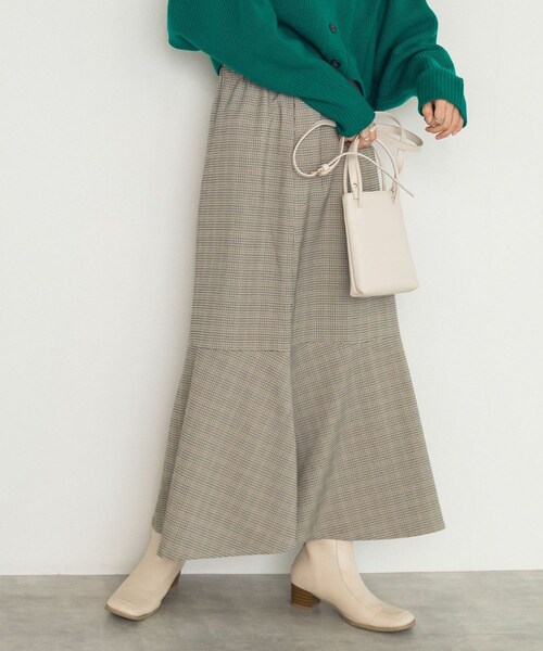 w closet（ダブルクローゼット）の「織りチェックマーメイドスカート（スカート・レディース・サックス/オレンジ/ベージュ/グリーン・FREE）」の3枚目の写真