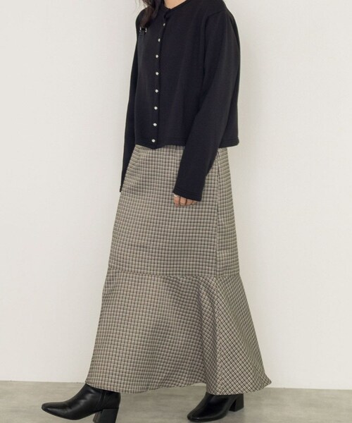 w closet（ダブルクローゼット）の「織りチェックマーメイドスカート（スカート・レディース・サックス/オレンジ/ベージュ/グリーン・FREE）」の15枚目の写真