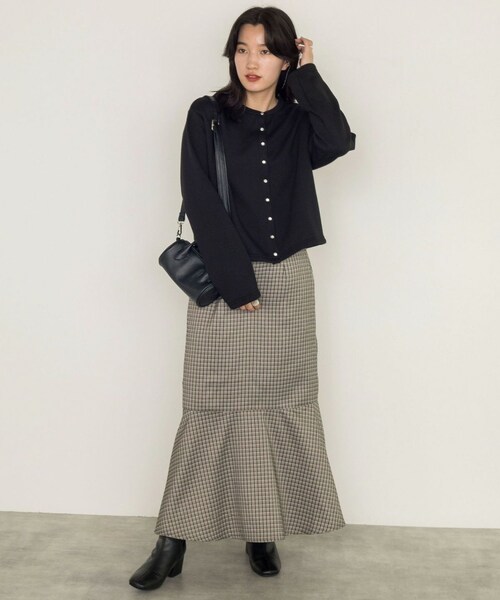 w closet（ダブルクローゼット）の「織りチェックマーメイドスカート（スカート・レディース・サックス/オレンジ/ベージュ/グリーン・FREE）」の9枚目の写真