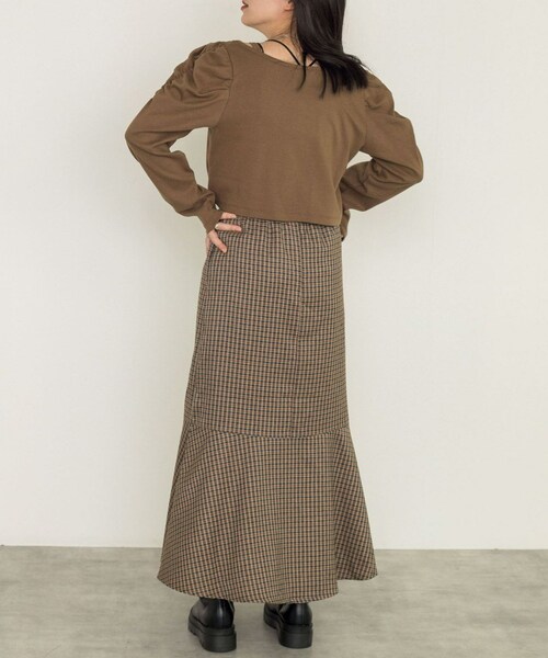 w closet（ダブルクローゼット）の「織りチェックマーメイドスカート（スカート・レディース・サックス/オレンジ/ベージュ/グリーン・FREE）」の20枚目の写真