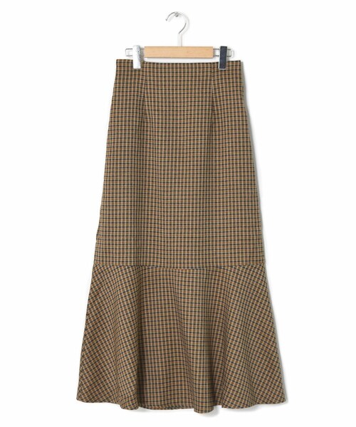 w closet（ダブルクローゼット）の「織りチェックマーメイドスカート（スカート・レディース・サックス/オレンジ/ベージュ/グリーン・FREE）」の6枚目の写真