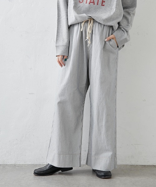 PUAL CE CIN（ピュアルセシン）の「綿ヘンプヒッコリーパンツ（その他パンツ・レディース・オフホワイト/ベージュ/チャコールグレー・FREE）」の2枚目の写真