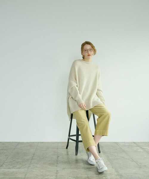PUAL CE CIN(ピュアルセシン)の「ストレッチコールタックパンツ(その他パンツ・レディース・アイボリー/イエロー/ピンク/ブルー/ベージュ/ブラック・FREE)」の1枚目の写真