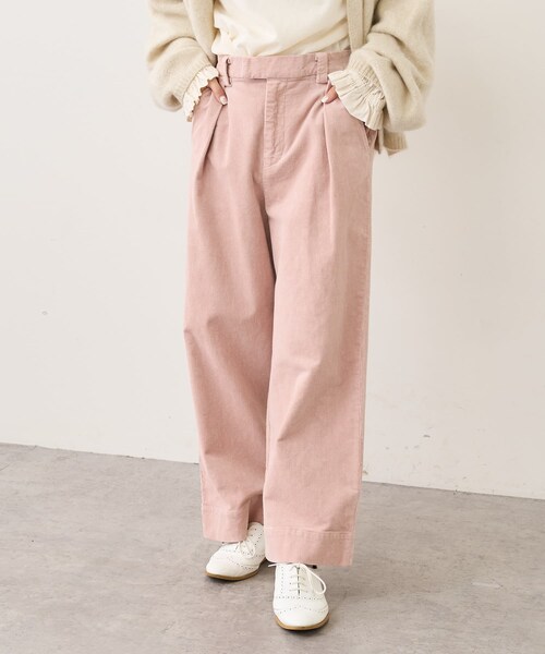 PUAL CE CIN(ピュアルセシン)の「ストレッチコールタックパンツ(その他パンツ・レディース・アイボリー/イエロー/ピンク/ブルー/ベージュ/ブラック・FREE)」の4枚目の写真