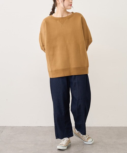 PUAL CE CIN（ピュアルセシン）の「裏起毛プルオーバー（Tシャツ/カットソー・レディース・オフホワイト/グレイッシュベージュ/モカ/キャメル/ブラウン系その他/ブラック・FREE）」の3枚目の写真