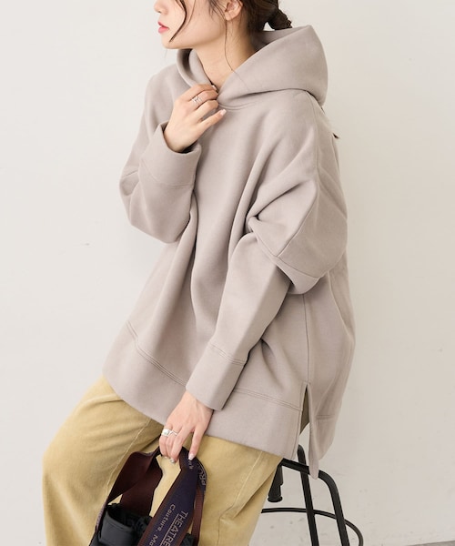 PUAL CE CIN（ピュアルセシン）の「【WEB限定】裏起毛パーカー（Tシャツ/カットソー・レディース・オフホワイト/グレイッシュベージュ/モカ/キャメル/ブラウン系その他/ブラック・FREE）」の2枚目の写真