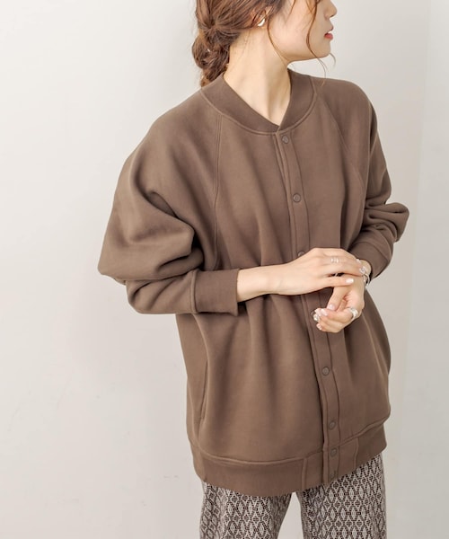 PUAL CE CIN（ピュアルセシン）の「裏起毛ブルゾン（カーディガン/ボレロ・レディース・グレイッシュベージュ/モカ/キャメル/ブラウン系その他/ブラック・FREE）」の2枚目の写真