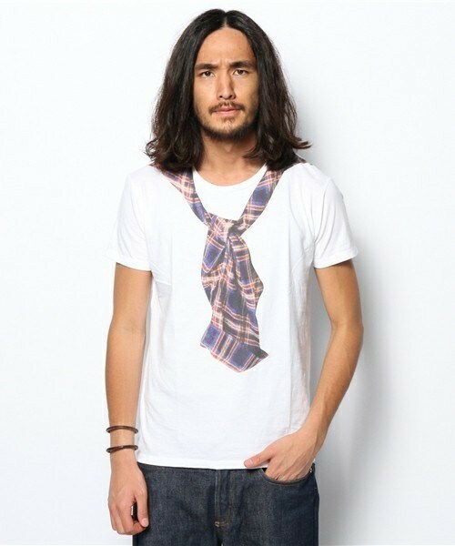 Fredy Gloster フレディアンドグロスター の 肩掛けチェック プリントtシャツ Tシャツ カットソー Wear