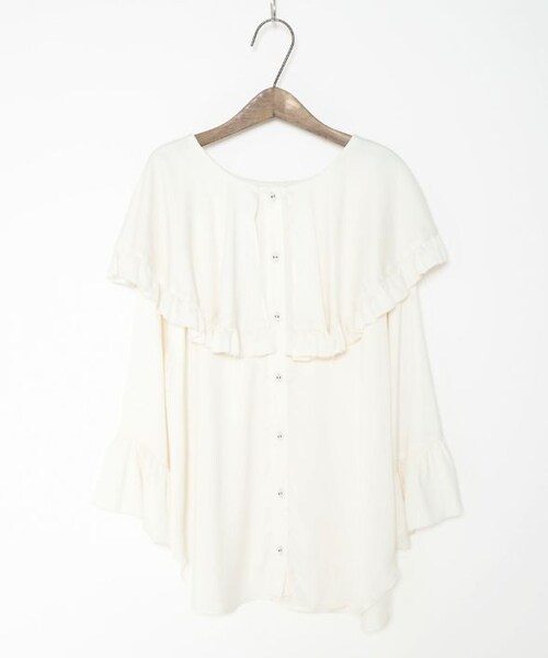 Crisp（クリスプ）の「エアリーフリルブラウス[c1k2907]（シャツ/ブラウス・レディース・アイボリー/ピンクベージュ/チャコールグレー・FREE）」の4枚目の写真