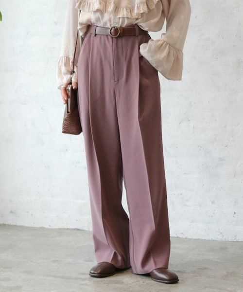 Crisp（クリスプ）の「センタープレスストレートパンツ[c2R2945]（その他パンツ・レディース・ベージュ/パープル・FREE）」の2枚目の写真