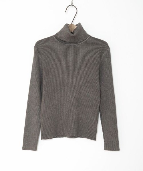 Crisp yours（クリスプユアーズ）の「タートルリブニット[y1k281b]（ニット/セーター・レディース・グレー/アイボリー/チャコールブラウン・FREE）」の6枚目の写真