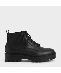 【2021 FALL 新作】レースアップ チャンキーアンクルブーツ / Lace-Up Chunky Ankle Boots （Black）