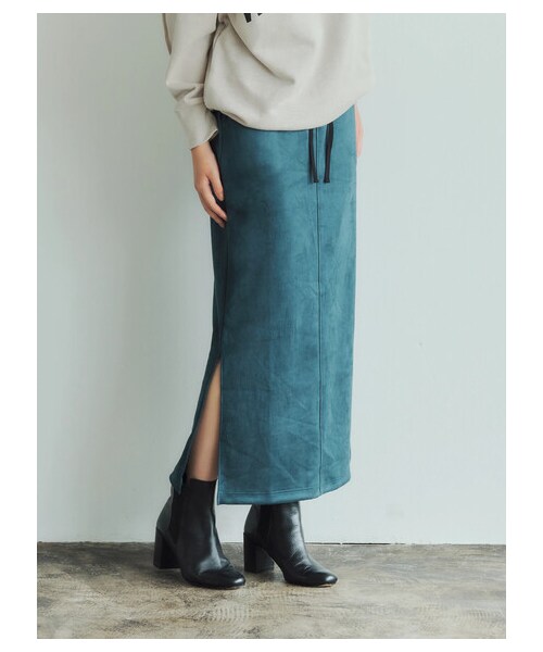 GARAGE OF GOOD CLOTHING（ガレージオブグッドクロージング）の「【Special Price】ダンボールスエードタイトスカート（スカート・ブラック/グリーン・F）」の2枚目の写真