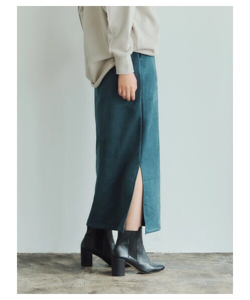 GARAGE OF GOOD CLOTHING（ガレージオブグッドクロージング）の「【Special Price】ダンボールスエードタイトスカート（スカート・ブラック/グリーン・F）」の4枚目の写真