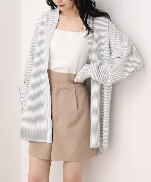 one after another NICE CLAUP（ワンアフターアナザーナイスクラップ）の「ボウタイシャツ（シャツ/ブラウス・レディース・オフホワイト/ストライプ/ベージュ系その他/ブラック系その他・0）」の3枚目の写真