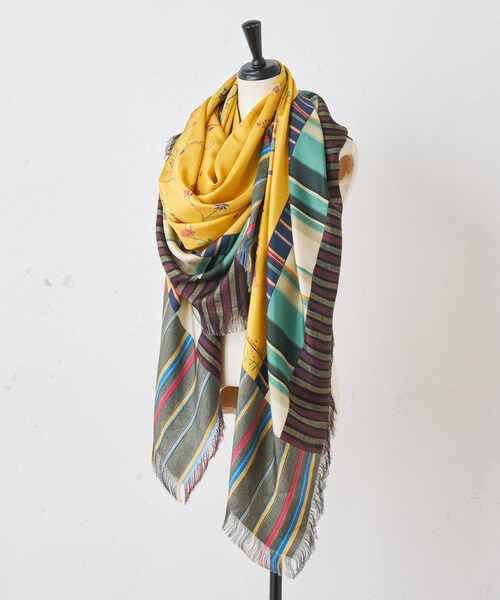 BEARDSLEY（ビアズリー）の「《Pierre-Louis Mascia》ストール（マフラー・レディース・カーキ/イエロー/ブラウン/レッド/ネイビー/ブラック/グリーン・FREE）」の2枚目の写真