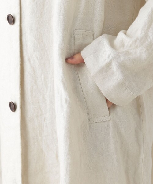 studio CLIP(スタディオクリップ)の「《Natural by studio CLIP》リネンワークショップコート(ジャケット/アウター・アイボリー/カーキ・F)」の13枚目の写真