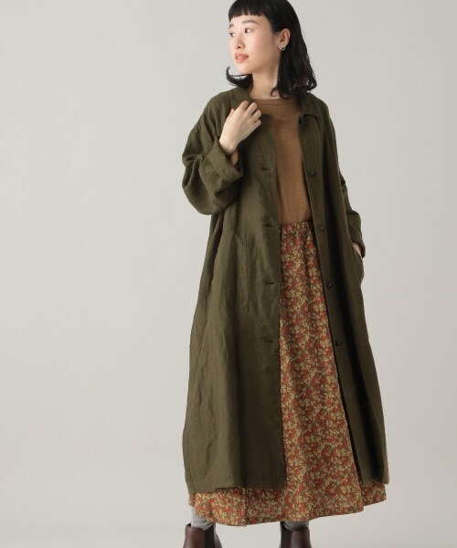 studio CLIP(スタディオクリップ)の「《Natural by studio CLIP》リネンワークショップコート(ジャケット/アウター・アイボリー/カーキ・F)」の2枚目の写真