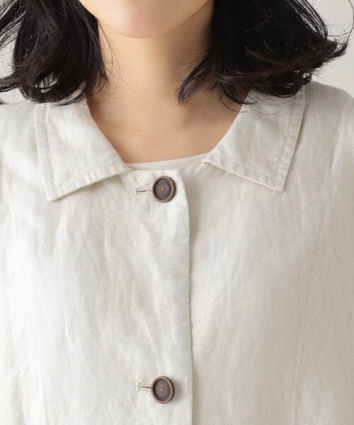 studio CLIP(スタディオクリップ)の「《Natural by studio CLIP》リネンワークショップコート(ジャケット/アウター・アイボリー/カーキ・F)」の10枚目の写真