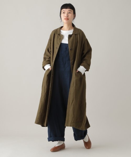 studio CLIP(スタディオクリップ)の「《Natural by studio CLIP》リネンワークショップコート(ジャケット/アウター・アイボリー/カーキ・F)」の6枚目の写真