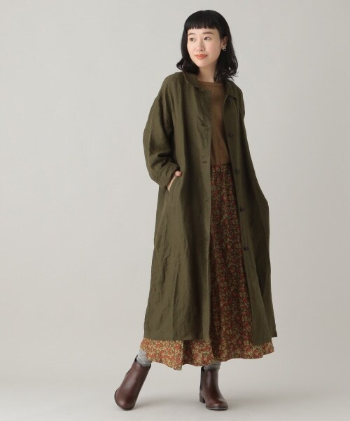 studio CLIP(スタディオクリップ)の「《Natural by studio CLIP》リネンワークショップコート(ジャケット/アウター・アイボリー/カーキ・F)」の5枚目の写真