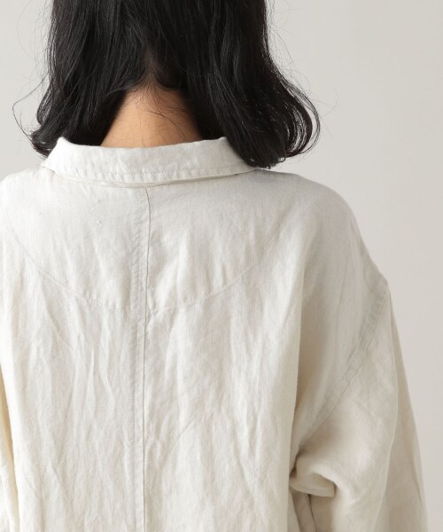 studio CLIP(スタディオクリップ)の「《Natural by studio CLIP》リネンワークショップコート(ジャケット/アウター・アイボリー/カーキ・F)」の11枚目の写真