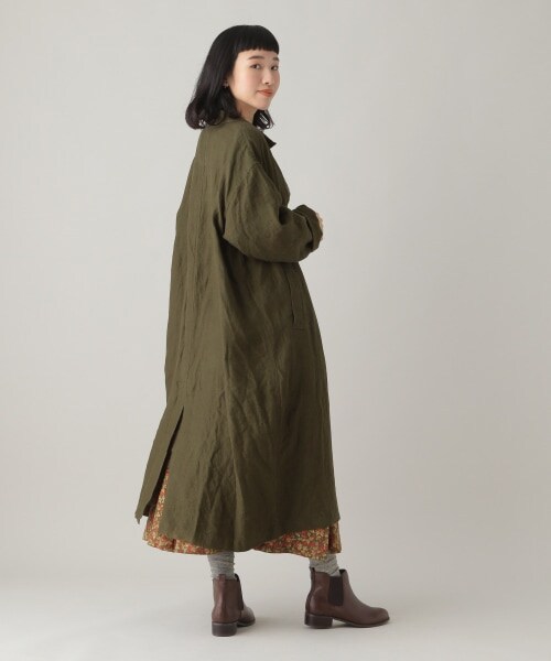 studio CLIP(スタディオクリップ)の「《Natural by studio CLIP》リネンワークショップコート(ジャケット/アウター・アイボリー/カーキ・F)」の4枚目の写真