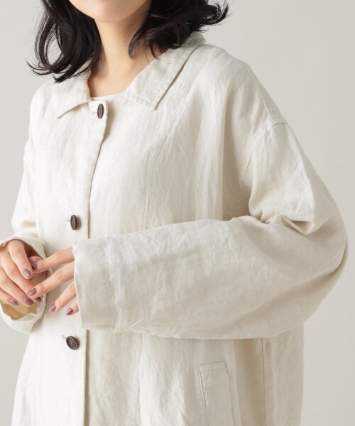studio CLIP(スタディオクリップ)の「《Natural by studio CLIP》リネンワークショップコート(ジャケット/アウター・アイボリー/カーキ・F)」の12枚目の写真