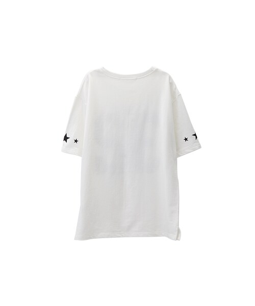 gracegift（グレースギフト）の「絢麗街頭 韓國數字星星柔感棉T（トップス・レディース・白/黑・F）」の2枚目の写真
