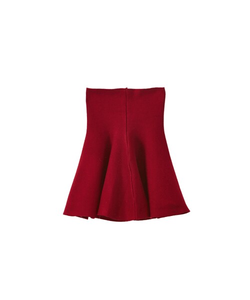 gracegift（グレースギフト）の「韓妞女孩 韓國高腰針織傘裙（スカート・レディース・酒紅/黑/深綠・F）」の2枚目の写真