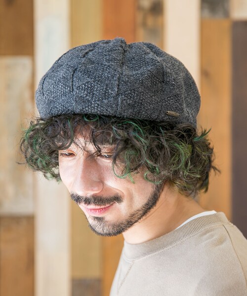 無(ム)の「RASSEL CHECK BERET【ラッセルチェックベレー】(ハンチング/ベレー帽・レディース・パープル/ブラック/グレー/ホワイト/ダークブラウン/ダークグレー/ワインレッド/ネイビー・FREE)」の4枚目の写真