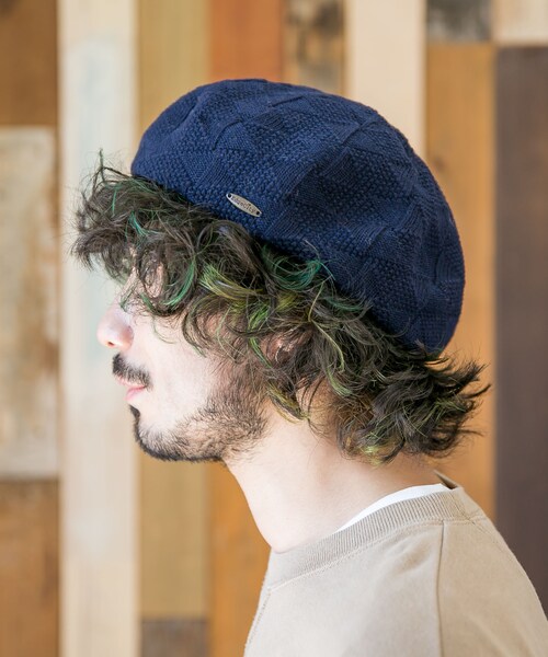 無(ム)の「RASSEL CHECK BERET【ラッセルチェックベレー】(ハンチング/ベレー帽・レディース・パープル/ブラック/グレー/ホワイト/ダークブラウン/ダークグレー/ワインレッド/ネイビー・FREE)」の6枚目の写真