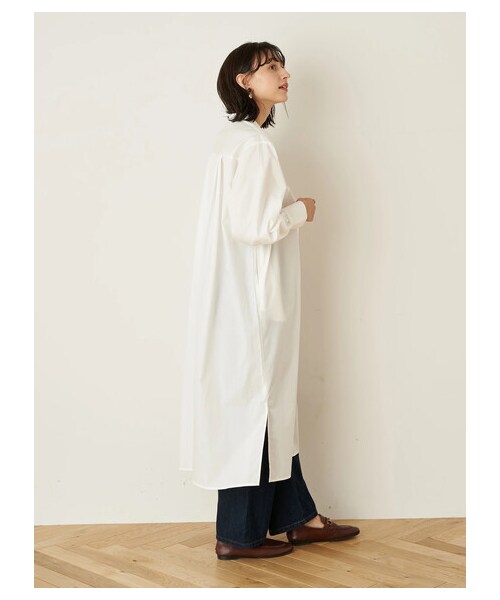 earth music&ecology(アースミュージックアンドエコロジー)の「バンドカラーシャツワンピース(ワンピース/ドレス・オフホワイト/ベージュ/ストライプブルー/ストライプグレー・F)」の9枚目の写真