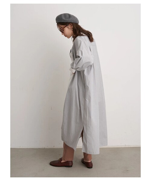 earth music&ecology(アースミュージックアンドエコロジー)の「バンドカラーシャツワンピース(ワンピース/ドレス・オフホワイト/ベージュ/ストライプブルー/ストライプグレー・F)」の17枚目の写真