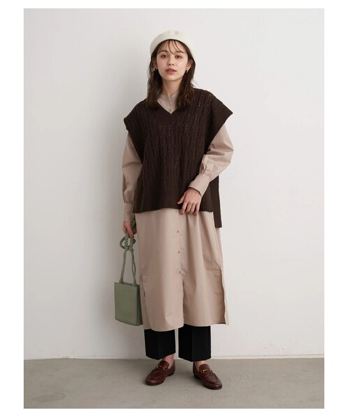 earth music&ecology(アースミュージックアンドエコロジー)の「バンドカラーシャツワンピース(ワンピース/ドレス・オフホワイト/ベージュ/ストライプブルー/ストライプグレー・F)」の20枚目の写真