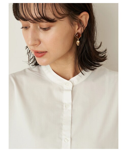 earth music&ecology(アースミュージックアンドエコロジー)の「バンドカラーシャツワンピース(ワンピース/ドレス・オフホワイト/ベージュ/ストライプブルー/ストライプグレー・F)」の2枚目の写真