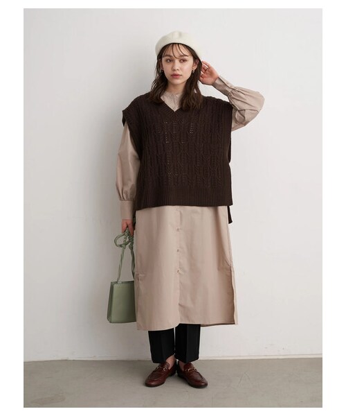 earth music&ecology(アースミュージックアンドエコロジー)の「バンドカラーシャツワンピース(ワンピース/ドレス・オフホワイト/ベージュ/ストライプブルー/ストライプグレー・F)」の21枚目の写真