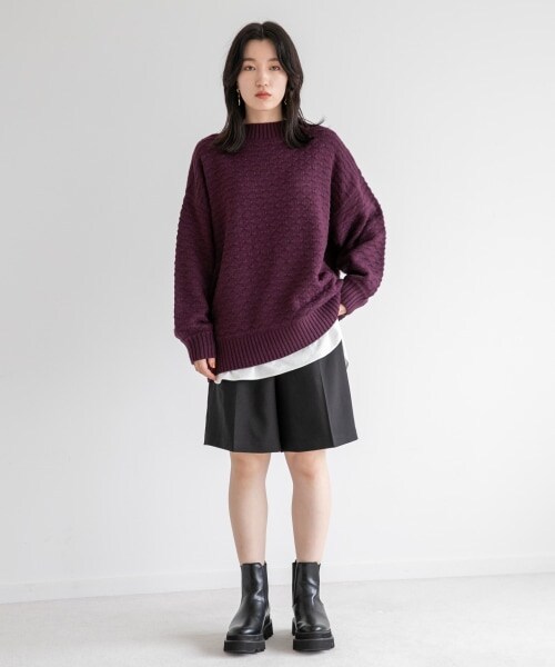 LOWRYS FARM（ローリーズファーム）の「メランジショートパンツ（パンツ・アイボリー/ブラック/ブラウン・F）」の9枚目の写真