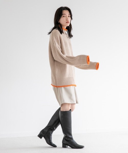 LOWRYS FARM（ローリーズファーム）の「メランジショートパンツ（パンツ・アイボリー/ブラック/ブラウン・F）」の4枚目の写真