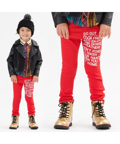 BREEZE（ブリーズ）の「カラーRAFスキニーパンツ（パンツ・キッズ・ブラック/デニム/マスタード/レッド・80/90/95/100/110/120/130/140）」の4枚目の写真