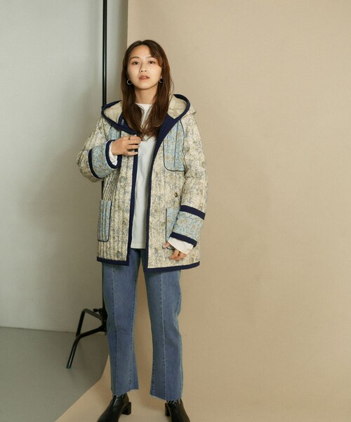 KBF(ケイビーエフ)の「印花絎縫連帽外套(ジャケット/アウター・レディース・淺藍色/黑色・one)」の8枚目の写真